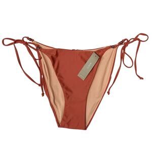 2/$15 NWT J. Crew Curved-Waist Cheeky String Bikini Bottom Beaded Brown Size M